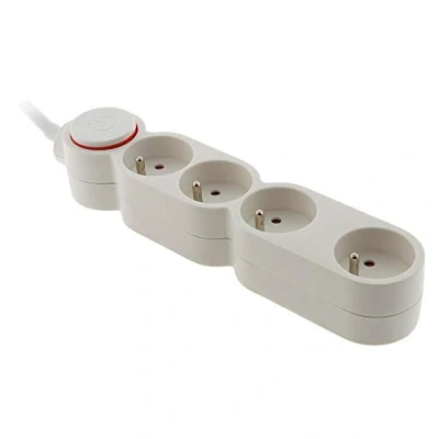 Imagen de Bloque Home 4 Tomas 16A 2P+T con Interruptor Blanco Cable HO5VV F 3G1 1,5 m Enchufe extraplato