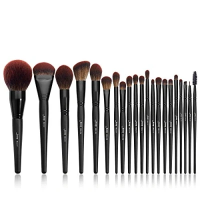 Imagen de Jessup Juego de pinceles maquillaje Base polvo sintético premium Resalte Corrector Sombra ojos Mezcla Delineador cejas Spoolie Brush Set Negro 21pcs T271