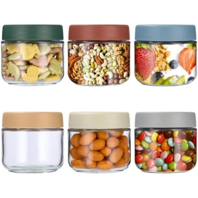 Imagen de Cotepi 6 Piezas 300 ML Tarros de Cristal,Vasos Yogurtera con Tapa,Tarros Vidrio Cocina Almacenaje,Hermeticos