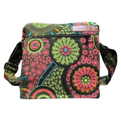 Imagen de Bolso de hombro algodón para mujer, estilo étnico indio, Boho Maliprint bolsa con solapa. Hippie bohemio (Verde 01)