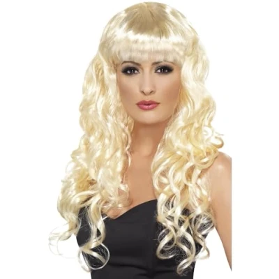 Imagen de Smiffys Peluca de sirena, rubia, larga, rizada con flequillo