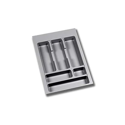 Imagen de Emuca organizador de Cubiertos, cajón cocina, cubertero, 6 compartimientos, módulo 40cm, Plástico, Gris