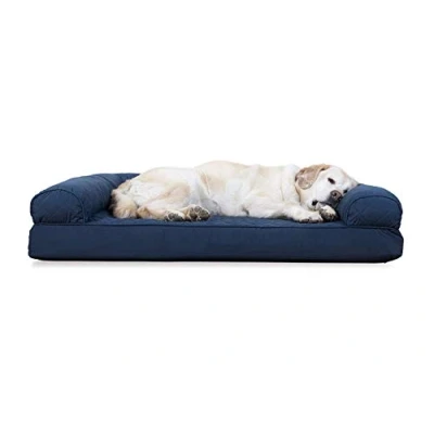 Imagen de FurHaven Cama para Mascotas Perros y Gatos, Acolchada de Espuma Gel refrescante Estilo sofá, Funda extraíble Lavable a máquina, Azul Marino, Jumbo (XL)