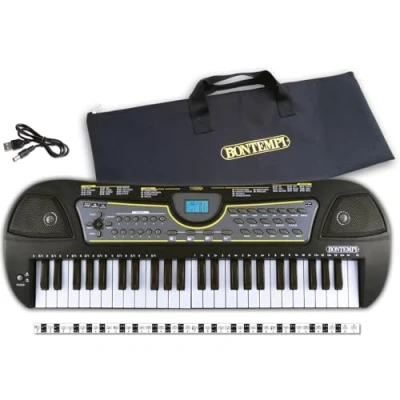 Imagen de Bontempi MelodyTouch Teclado Digital de 49 Teclas con Accesorios completos para una Experiencia Musical cómoda, 588x200x65 mm, Color Negro y Blanco, Youth Large / 11 13 (154909)