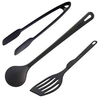 Imagen de Westmark Set de utensilios cocina, 3 piezas, Espátula, Cuchara Para remover y Pinzas freír servir, girar, Plástico, Negro, 286922E6