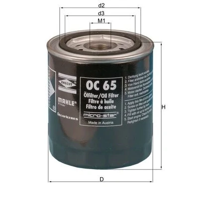 Imagen de MAHLE ORIGINAL OC 65 Filtro de aceite con válvula bloqueo retorno enroscable FORD: Sierra Mk2 Hatchback, Berlina