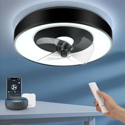 Imagen de Aigostar Ventilador Techo con Luz LED Alexa 40W, 4400LM, 2700K 6500K Regulable, Motor DC Silencioso, 6 Velocidades, Lampara Inteligente Mando y Gateway, Ø50cm