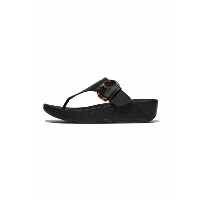 Imagen de Fitflop Lulu Resin Buckle Leather Toe Post Sandals, Sandalia Mujer, Negro, 38 EU