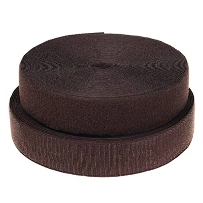 Imagen de TUKA 25m x 50mm Hook y Loop Bandas para coser, no autoadhesivas, 50 mm de ancho, Gancho bucle cinta, vuelta sin adhesivo, Cinta Bucle, marrón, TKB5030 brown