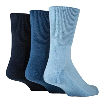 Imagen de IOMI 3 Pares Hombre Mujer Calcetines de Bambu para Diabéticos Calcetas Sin Elásticos Footnurse (45 50, Azul)