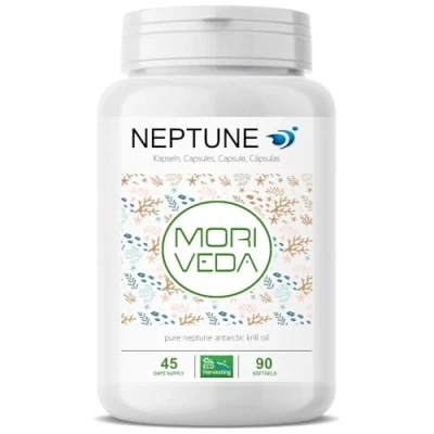 Imagen de MoriVeda® cápsulas de Aceite Krill 90 o 270, 100% puro NEPTUNO Omega 3,6,9 Astaxantina, Fosfolípidos, Colina, Vitamina E (1x90 blandas)