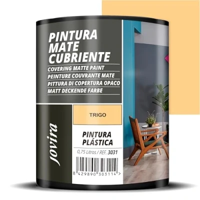 Imagen de JOVIRA PINTURAS Pintura Mate Cubriente 24 colores interior exterior con excelente poder cubriente. (750 Mililitros, Trigo)