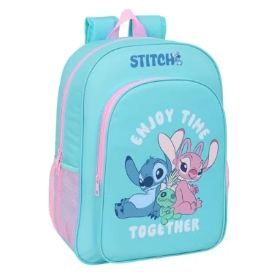 Imagen de STITCH Mochila Escolar Niño, Infantil, Adaptable a Carro, Ideal para Niños en Edad Escolar, Cómoda y Versátil, Calidad Resistencia, 33x14x42 cm
