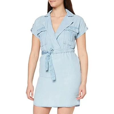 Imagen de Noisy May NOS DE Nmvera S/s Endi Tencel Shirt Dress Noos Vestido, Azul (Light Blue Denim Light Denim), 40 (Talla del Fabricante: Medium) para Mujer