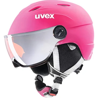 Imagen de uvex junior visor pro, casco de esquí infantil ligero, con visera, ajuste talla individualizado, pink matt, 52 54 cm