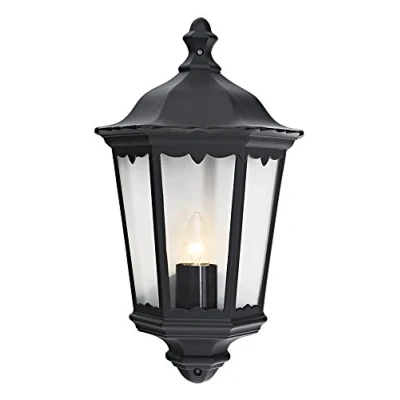 Imagen de Happy Homewares Farol de Pared Tradicional Aluminio Fundido Negro para Exteriores