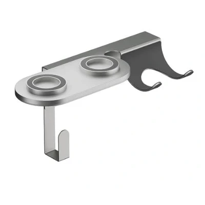 Imagen de conecto soporte de pared para secador pelo compatible con Dyson® Supersonic, fuerte fijación magnética, almohadilla silicona, gestión cables, capacidad carga hasta 5 kg, gris metálico
