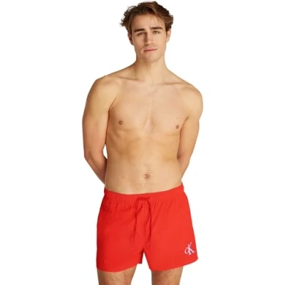 Imagen de Calvin Klein Swimwear Drawstring CK Monogram Bañador, Hombre, Talla: XL, Flaming chili