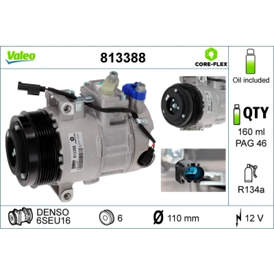 Imagen de VALEO NEW ORIGINAL PART 813388 compresor de Aire Acondicionado 6SEU16 12 PAG 46 R 134 a con aceite MERCEDES BENZ: Clase C Berlina