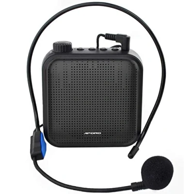 Imagen de Amplificador de Voz, Sistema PA Recargable 12 Vatios (1200 mAh) con Micrófono Cable para Profesores, Guía Turístico y más (Negro)
