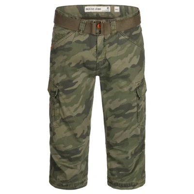 Imagen de Indicode Jeans MIT GÜRTEL Nicolas Shorts, Hombre, Talla: Small, Mottled dark green