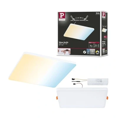 Imagen de Paulmann 79959 Panel LED empotrable Veluna VariFit Edge 200x200 mm cuadrado, blanco ajustable, control de la luz blanca, blanco, plástico, plafón