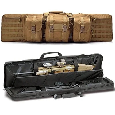 Imagen de XVBVS Estuche Blando para Rifle, Bolsa Doble Rifles, Mochila de Rifle Táctico Transporte Pistola Escopeta Suave Airsoft Brown93cm