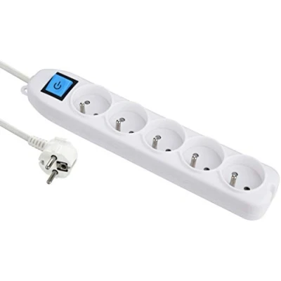 Imagen de Electraline Regleta básica con múltiples enchufes e interruptor; longitud: 1,5 m; sección de 3G 1 mm²; blanco, 32006