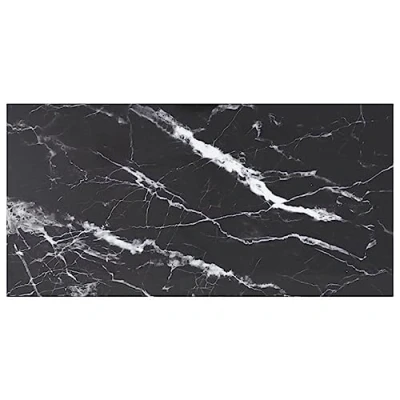 Imagen de vidaXL Tablero de Mesa Vidrio Templado Diseño Mármol Muebles Mobiliario Repuesto Superficie Comrdor Jardín Patio Terraza Negro 100x50 cm