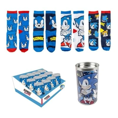 Imagen de CERDÁ LIFE&#039;S LITTLE MOMENTES Pack 4 Calcetines Sonic Talla 35/38 Cómodos y Suaves Piezas con Estilo Único Licencia Oficial