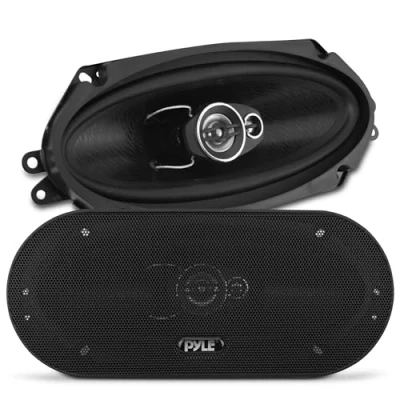 Imagen de Pyle Altavoces estéreo universales de 3 vías para coche, 300 W, 4 x 10 pulgadas, triaxial, sonido profesional, altavoz universal OEM repuesto rápido, compatible con montaje en puerta/panel lateral,