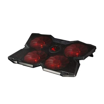 Imagen de Konix Drakkar Soporte enfriador Stormur para PC gaming de hasta 17&quot; 4 ventiladores 140 mm Iluminación LED roja 2 puertos USB