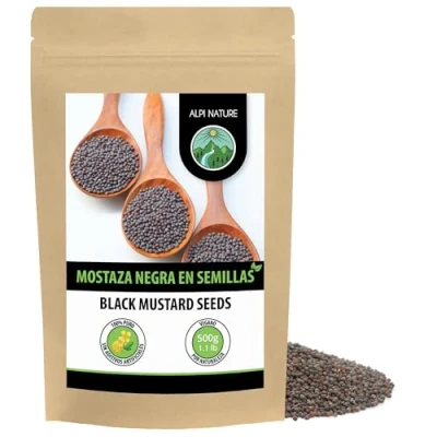 Imagen de Semillas de mostaza negras y marrones (500g), especia 100% natural, secadas suavemente, veganas sin aditivos
