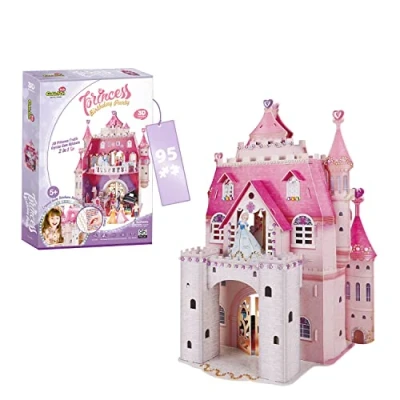 Imagen de Puzzle 3D Niños Princess Birthday Party Castillo Princesas 95 Piezas 44,2 Cm Puzle 524 Pegatinas Puzzles 5 Años O Más 2 En 1