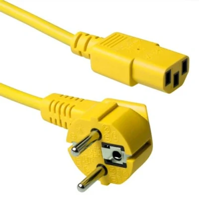 Imagen de ACT Cable IEC 5m, C13, de alimentación para PC, CEE 7/7 a C13 3 Clavijas Contacto Puesta Tierra AK5406 Amarillo