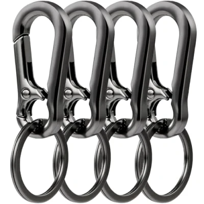 Imagen de KMKANPO 4 Piezas mosqueton Llavero,Llavero mosqueton,Mosquetones Pequeños,llaveros con mosquetón,Gancho Llavero,para Hombres Mujeres