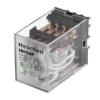 Imagen de Heschen Gereral Purpose Power Relé HH54P L 12VDC Bobina 3A 220VAC/24VDC 4PDT 14 Pin Terminales LED Indicador