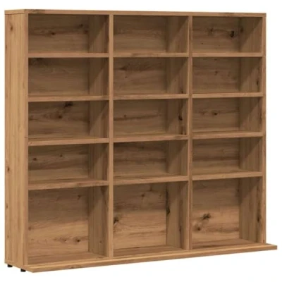 Imagen de vidaXL Mueble de CD Madera ingeniería Roble Artisan 100x23x89,5 cm, estantería, Estante para CDs, Armario CD, estantería