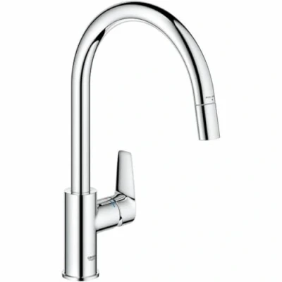 Imagen de GROHE Start Edge Grifo cocina (caño alto extraíble, forma C, giro 360º, instalación QuickFix, limitador caudal ecológico), cromo, 30550000