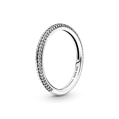 Imagen de PANDORA ME Anillo con engaste pavé de plata ley circonita cúbica transparente, talla 60