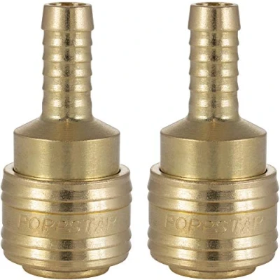 Imagen de Poppstar Juego de 2 Conectores rapidos aire comprimido (hembra), diámetro nominal 7,2 mm con conector (macho) para manguera Ø interior 9,5mm