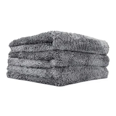 Imagen de The Rag Company Eagle Edgeless 600 (Paquete de 3) Professional Korean 70/30 Blend Super Plush, Toallas Microfibra para Detalles automóviles, Pulido y Pulido, g/m², 16 x Pulgadas, Gris