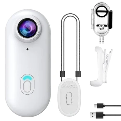 Imagen de OBEST Cámara Acción 360 1080P, Camara Buceo Impermeable, WiFi Deportiva Casco Moto Magnético Portátil Gran Angular 120, Body CAM Video para Vlog Ciclismo Mascotas, Acc Multifuncion, Blanco