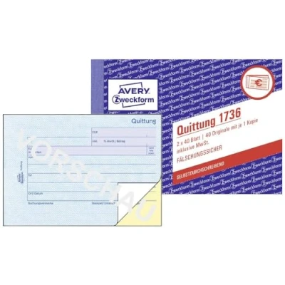 Imagen de Avery Dennison 1736 5 Cuaderno de facturas (A6, unidades 40 hojas dobles)