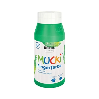 Imagen de KREUL 23210 Mucki Pintura Brillante para Dedos, 750 ml en Verde, a Base de Agua, sin parabenos, Gluten, lactosa y Vegana, Lavable, Green,