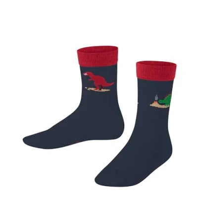 Imagen de FALKE Dinosaurs K SO algodón estampado 1 par, Calcetines Unisex niños, Azul (Space Blue 6116), 35 38