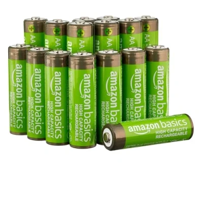 Imagen de Amazon Basics Pilas AA recargables de alta capacidad NiMH, 2400 mAh (paquete 16), precargadas