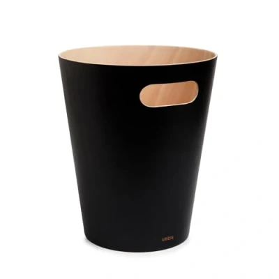Imagen de Umbra Woodrow Cesto de basura, con capacidad, Negro/Natural, H 27,9cm, Ã˜ 22,9cm, 7.5 l
