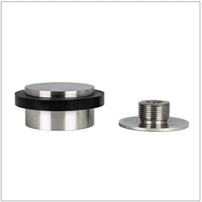 Imagen de EVI Herrajes Tope de Puerta Adhesivo 45 x 20 mm Base Roscada Goma Negra Acero Inoxidable Incluye Tornillo + Taco Sujeción Mod. I 203/35X19 DUAL AM