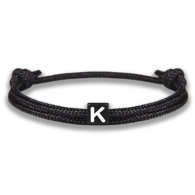 Imagen de GD GOOD.designs Pulsera de cuerda con letras la amistad negra ajustable tamaño 14cm 24cm Inicial K